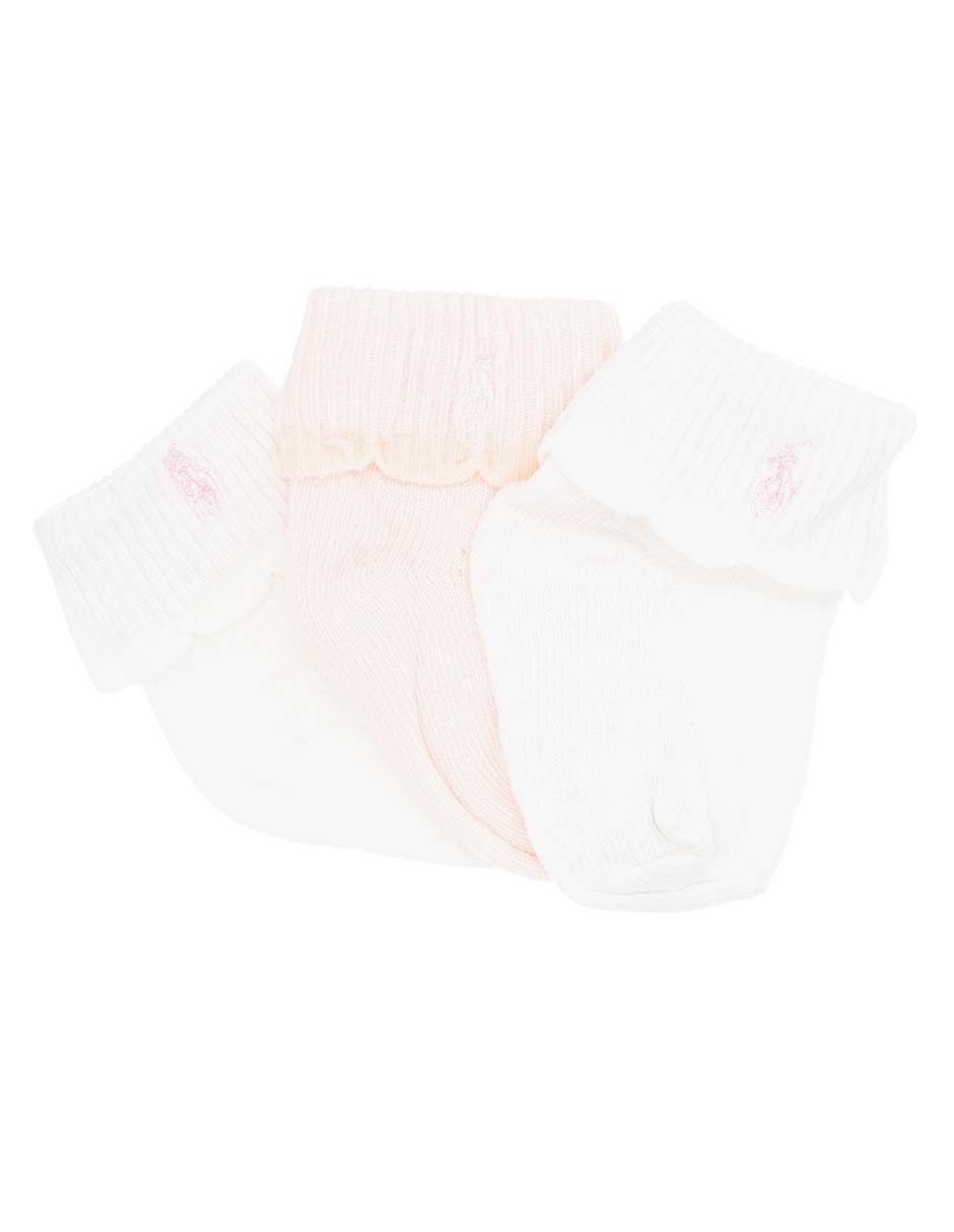 Set calceta de algodón para niña 3 pares Set calceta de algodón para niña 3 pares