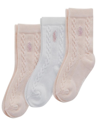 Set calcetín de algodón para niña 3 pares Set calcetín de algodón para niña 3 pares