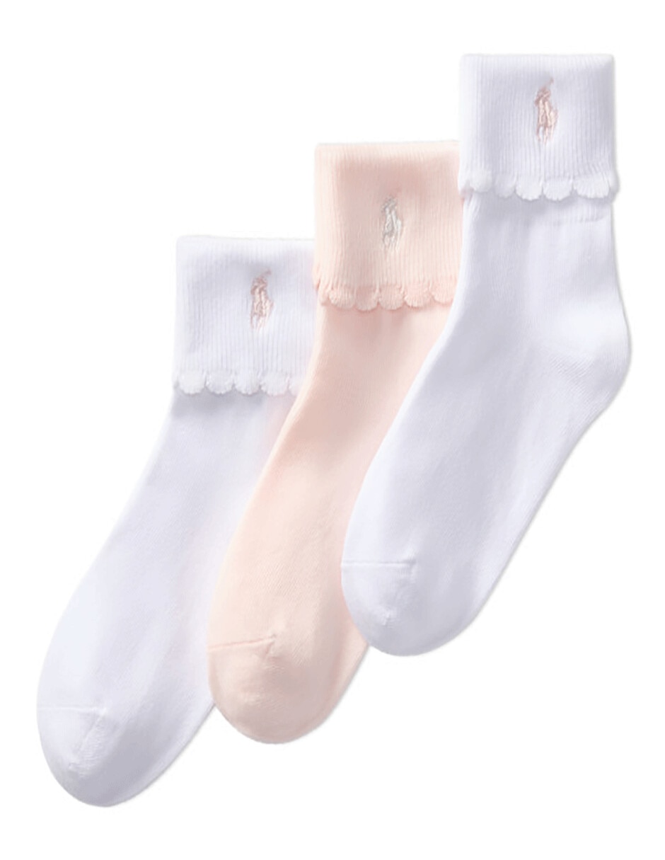 Set calceta de algodón para bebé niña 3 pares Set calceta de algodón para bebé niña 3 pares