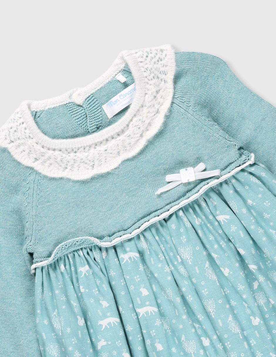 Vestido Mon Caramel Collection manga regular para bebé niña