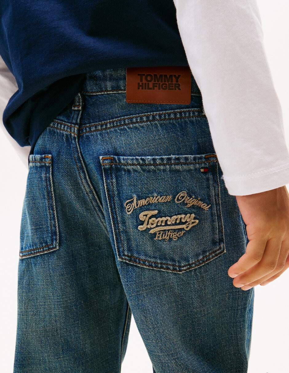 Jeans straight lavado obscuro para niño 4