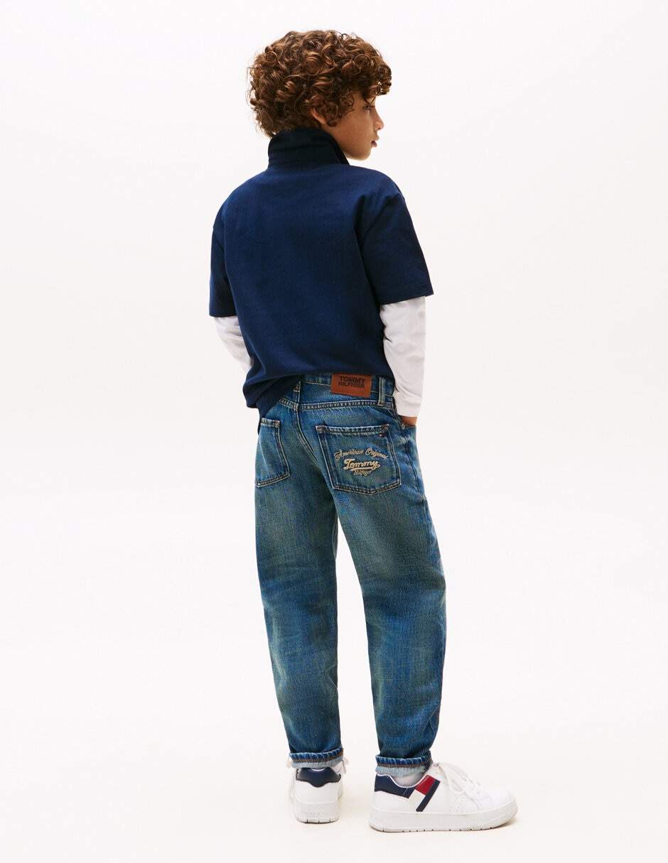 Jeans straight lavado obscuro para niño 5