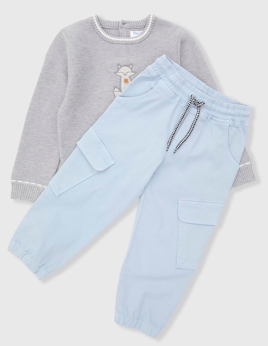 Conjunto Mon Caramel de algodón para niño