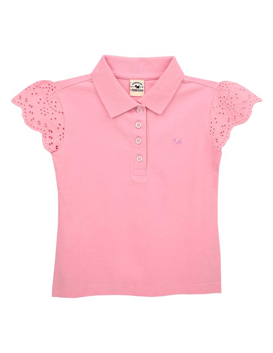 Playera tipo polo Ferrioni Frilly de algodón para bebé niña