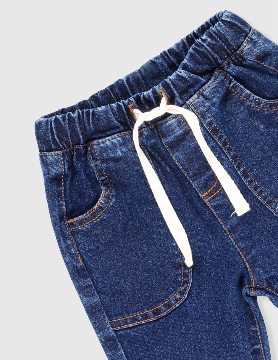 Jeans slim Mon Caramel lavado obscuro para bebé niño