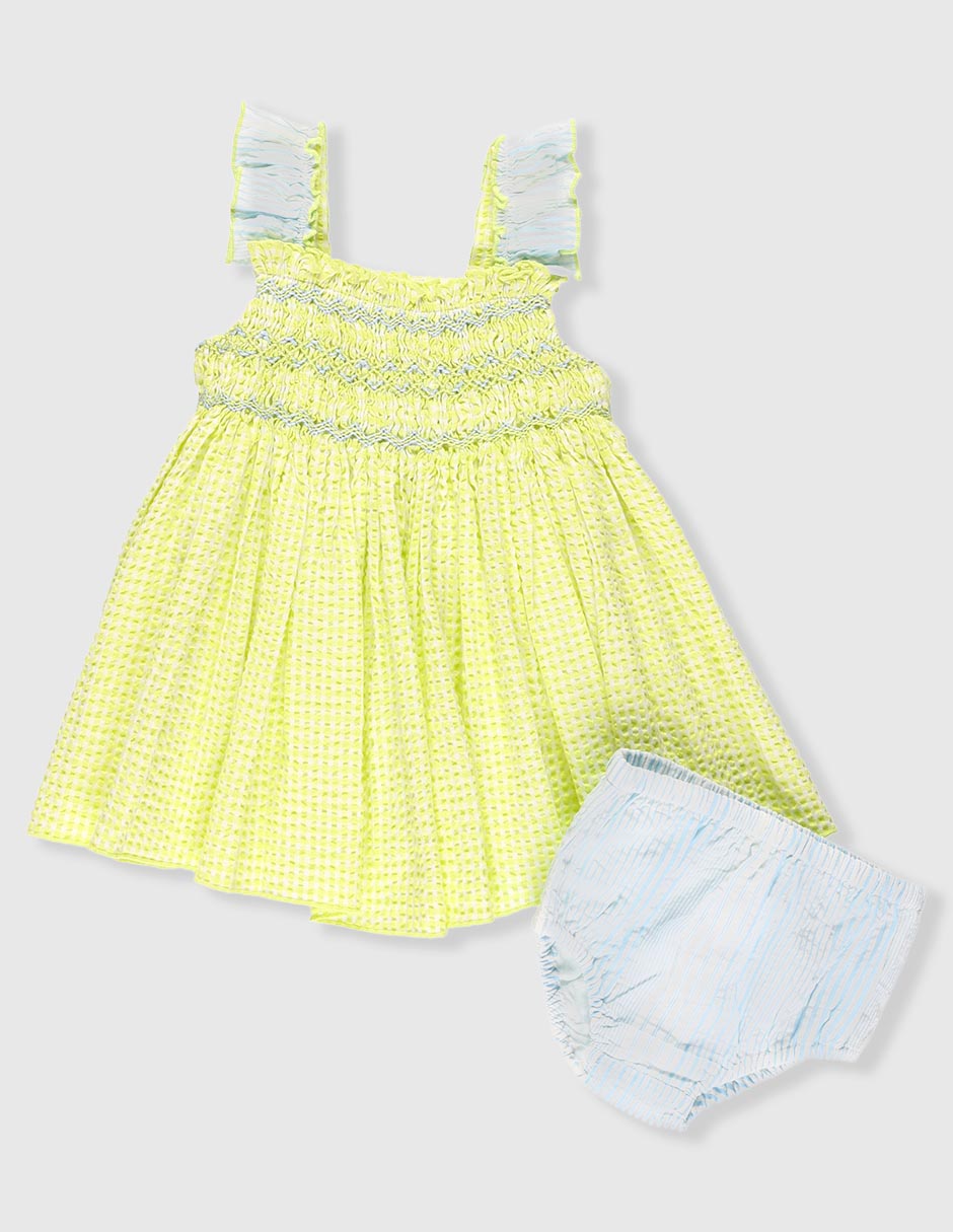 Vestido con calzón Mon Caramel manga mariposa para niña