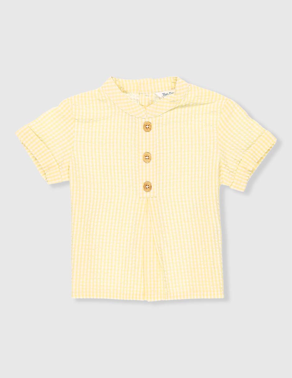 Camisa casual Mon Caramel de algodón manga corta para niño