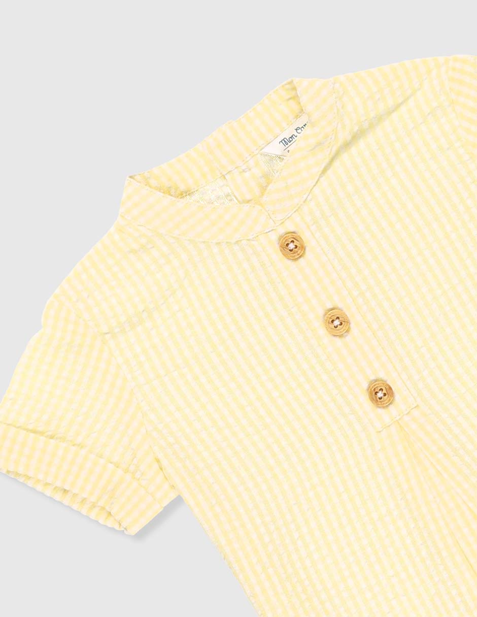 Camisa casual Mon Caramel de algodón manga corta para niño