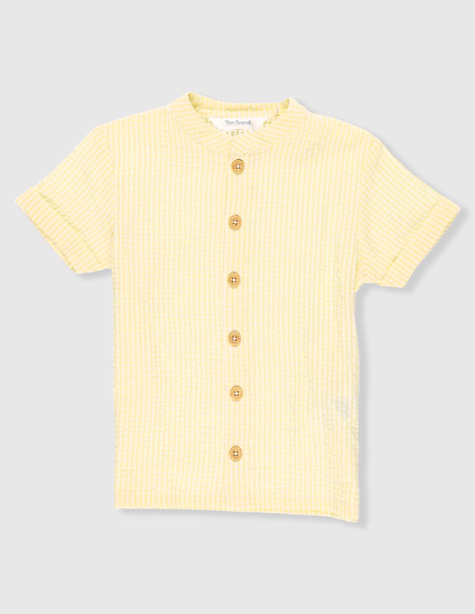 Camisa casual Mon Caramel de algodón manga corta para niño