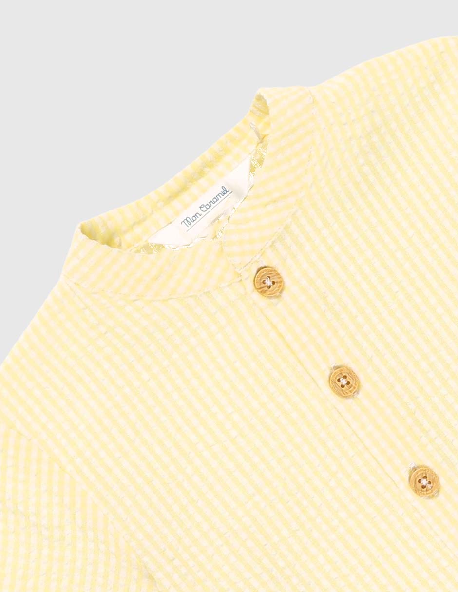 Camisa casual Mon Caramel de algodón manga corta para niño