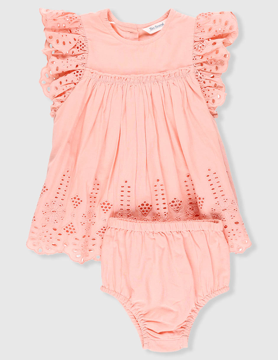 Vestido con calzón Mon Caramel manga mariposa para bebé niña
