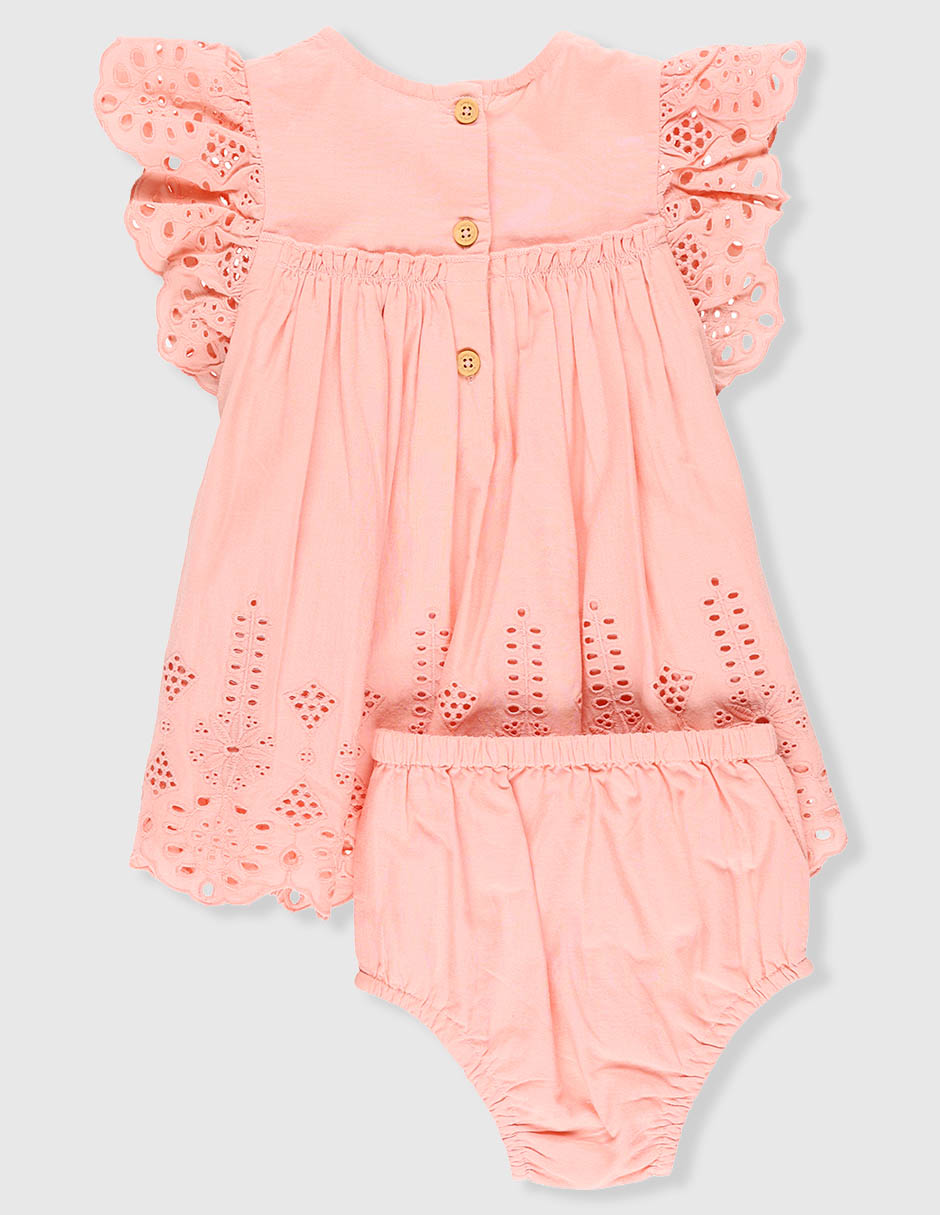 Vestido con calzón Mon Caramel manga mariposa para bebé niña