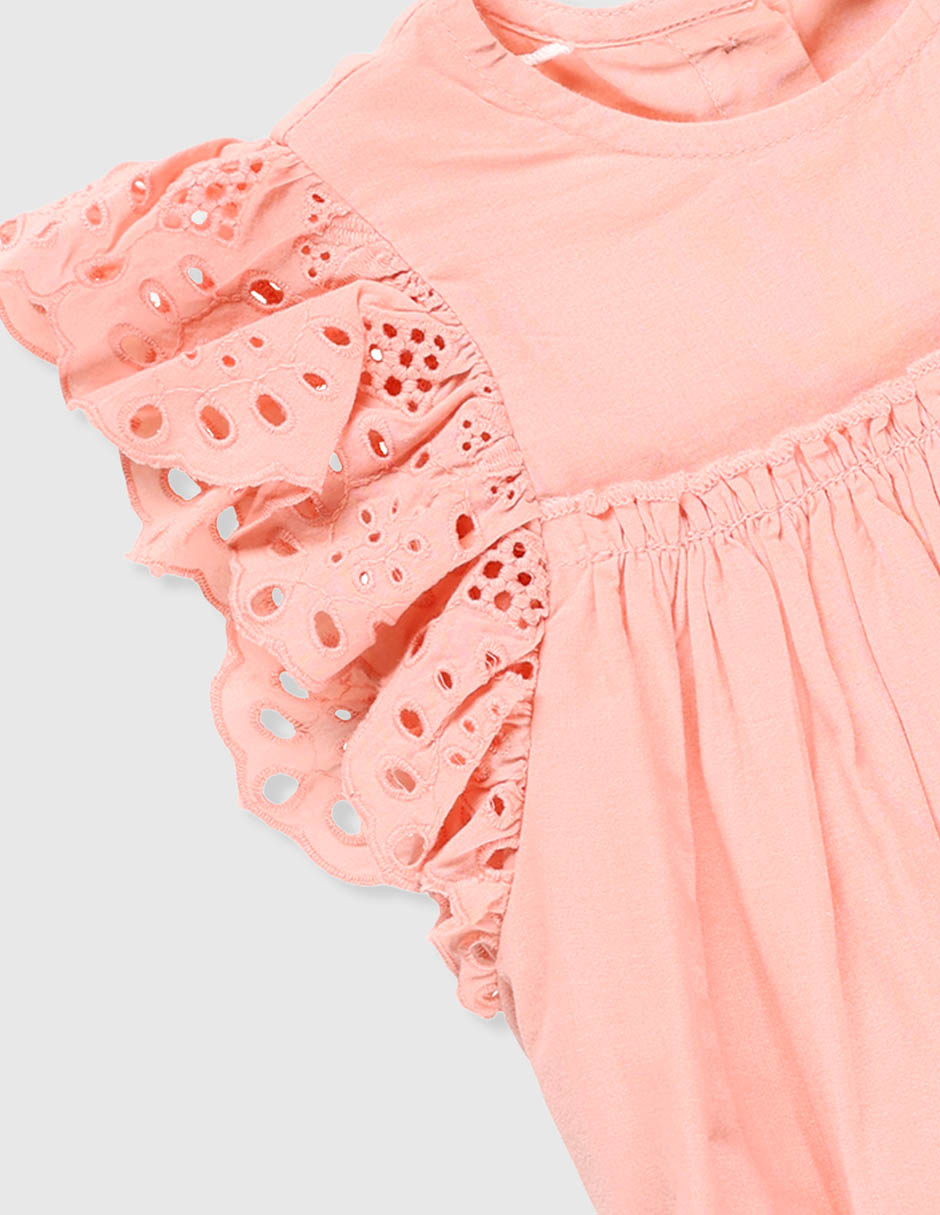 Vestido con calzón Mon Caramel manga mariposa para bebé niña