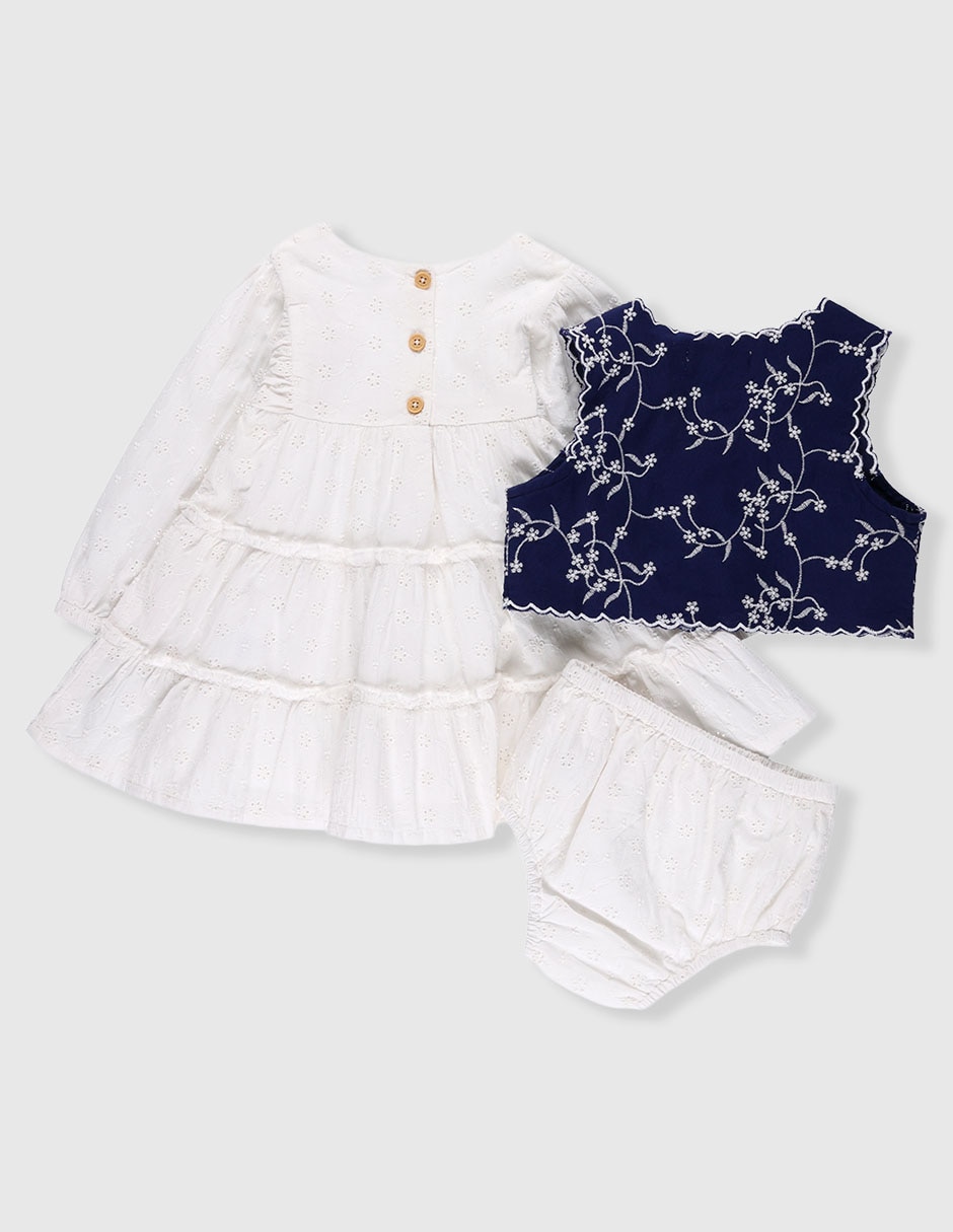 Vestido con chaleco manga globo para bebé niña Vestido con chaleco manga globo para bebé niña