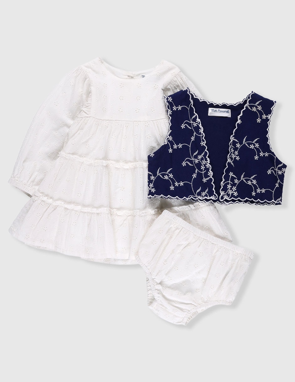 Vestido con chaleco manga globo para bebé niña 2