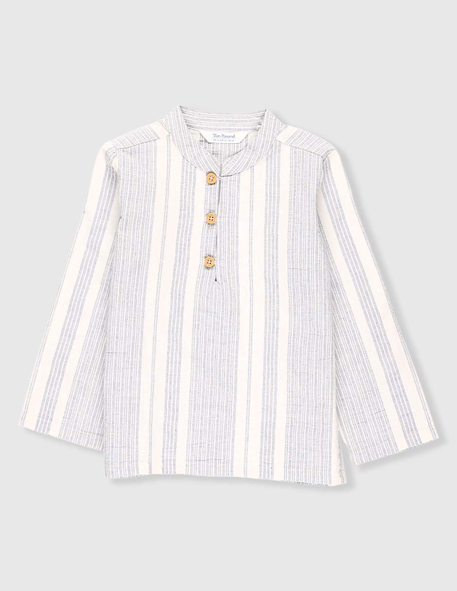 Camisa casual Mon Caramel de algodón manga larga para niño