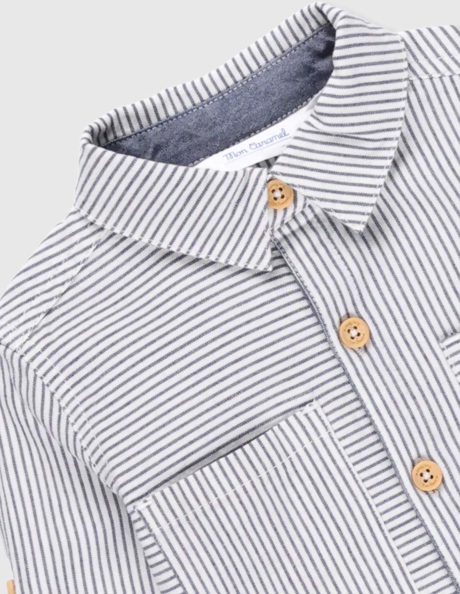 Camisa casual de algodón manga larga para bebé niño