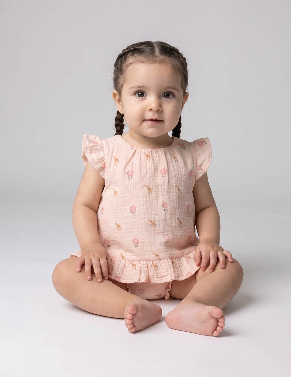 Vestido manga corta para bebé niña Vestido manga corta para bebé niña