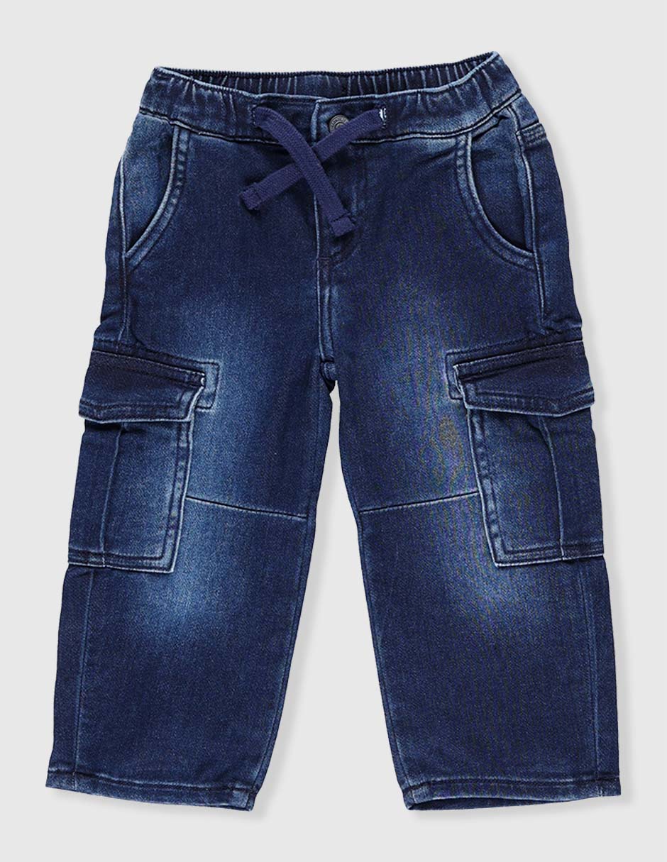 Jeans cargo straight deslavado para bebé niña 1