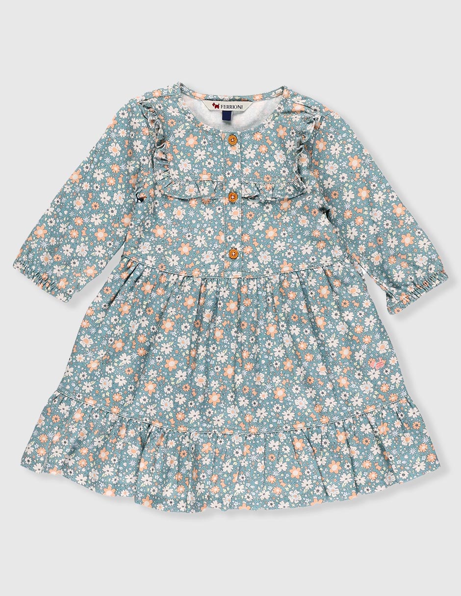 Vestido Ferrioni manga globo para bebé niña