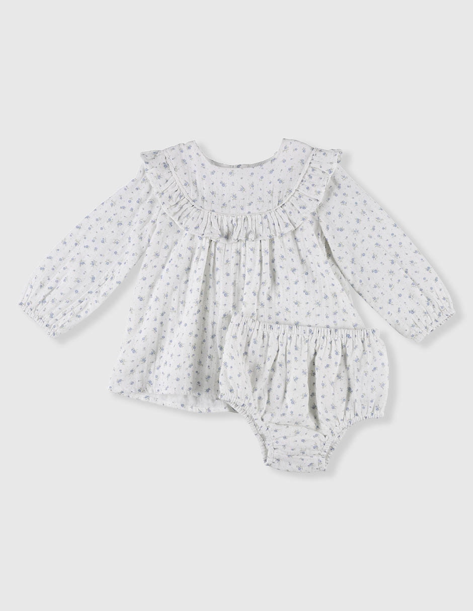 Vestido con calzón manga globo para bebé niña