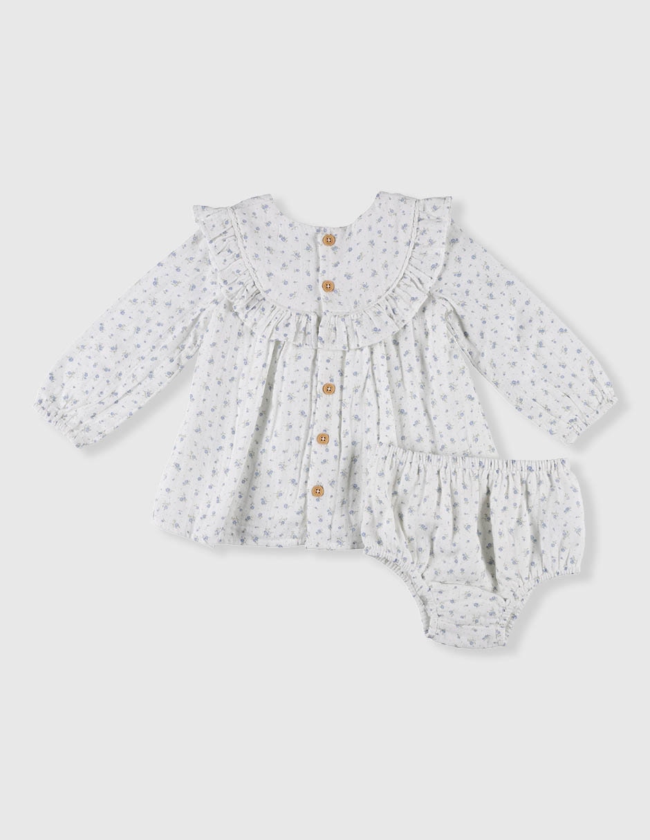 Vestido con calzón manga globo para bebé niña