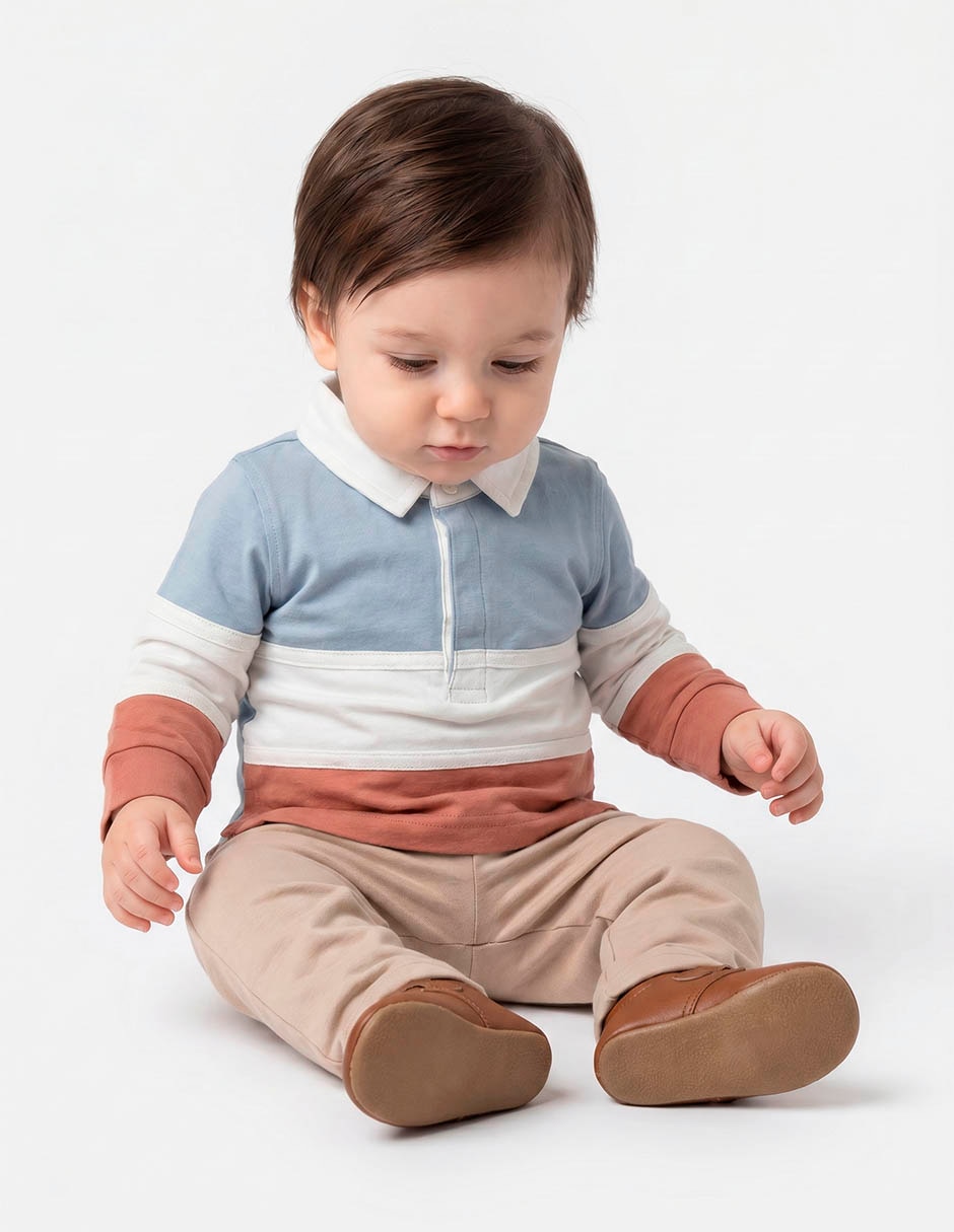 Playera tipo polo de algodón para bebé niño Playera tipo polo de algodón para bebé niño