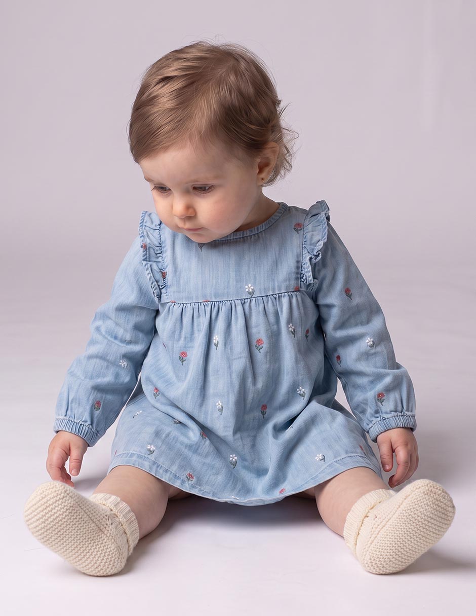 Vestido manga globo para bebé niña