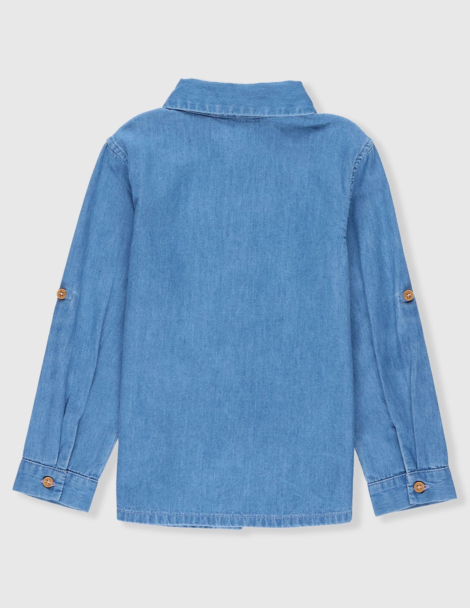 Camisa casual de mezclilla manga larga para bebé niño