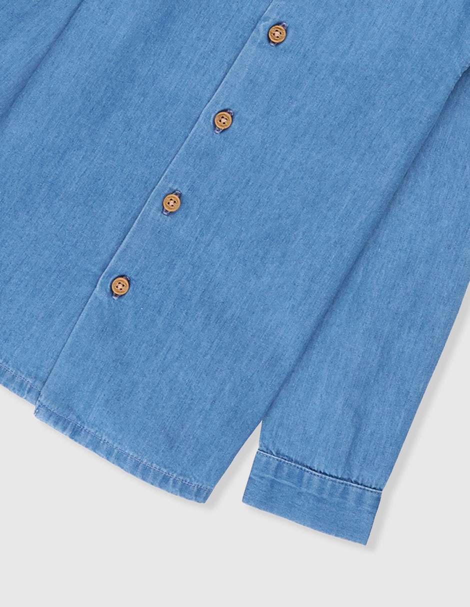 Camisa casual de mezclilla manga larga para bebé niño