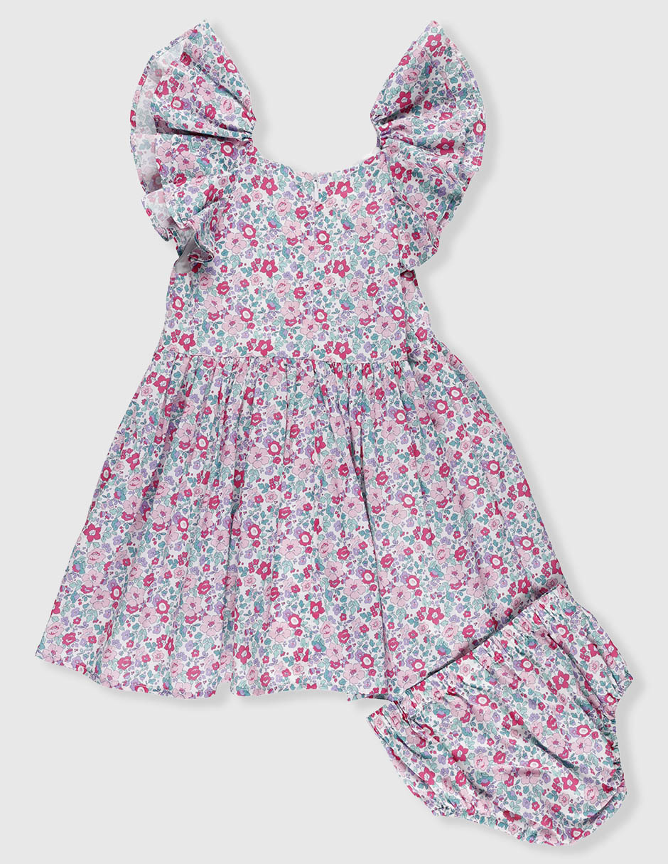 Vestido con calzón manga mariposa para bebé niña