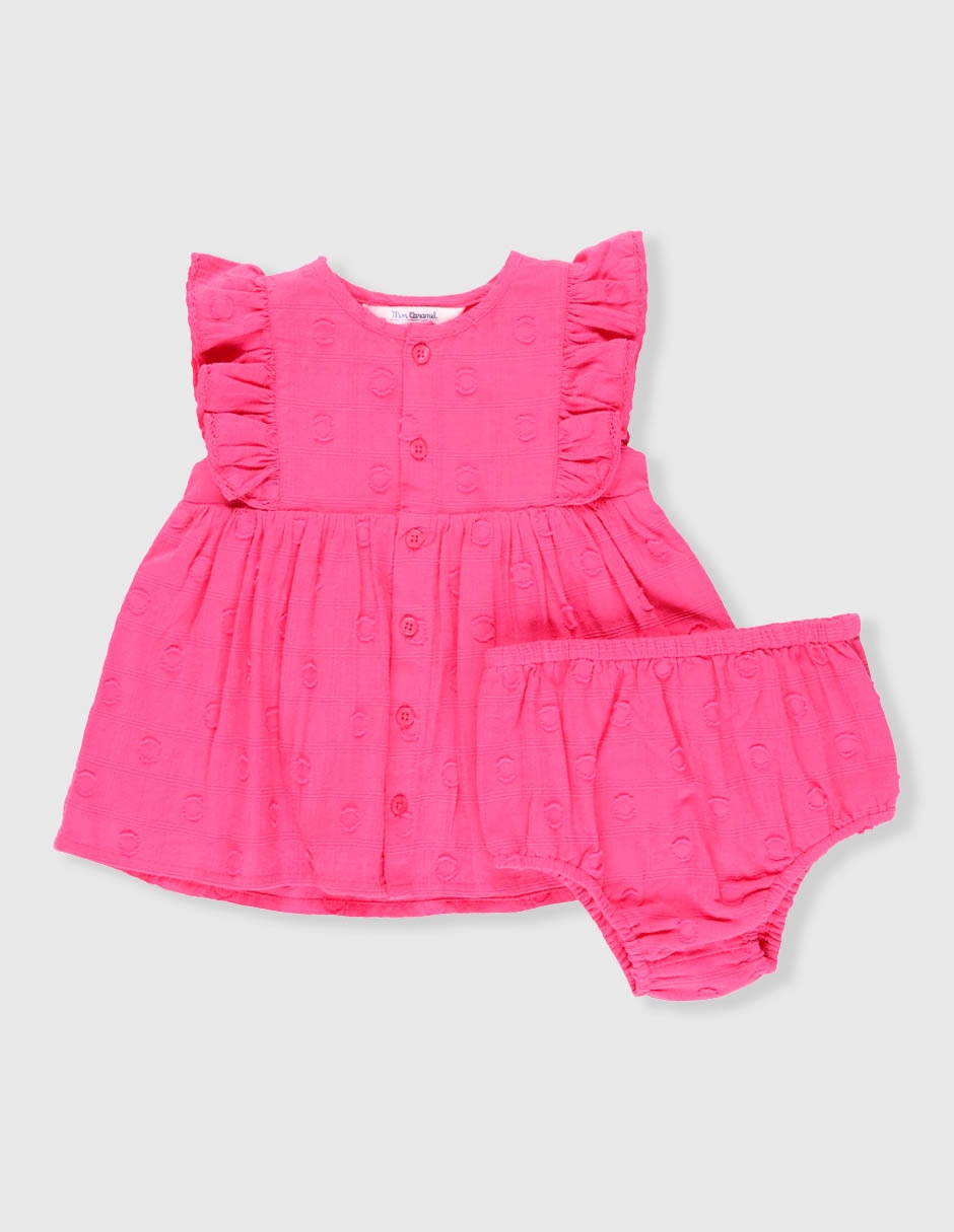 Vestido con calzón manga mariposa para bebé niña