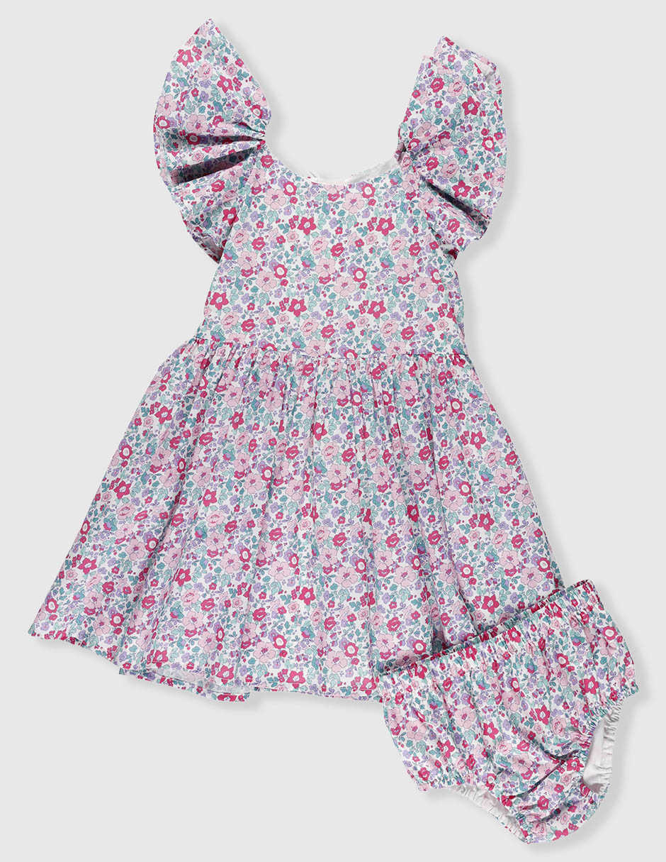 Vestido con calzón manga mariposa para niña
