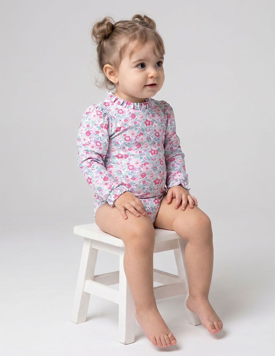 Traje de baño completo estampado floral para niña