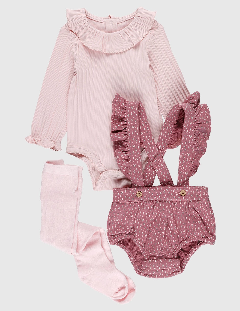 Conjunto casual de algodón para bebé niña 3 piezas 2