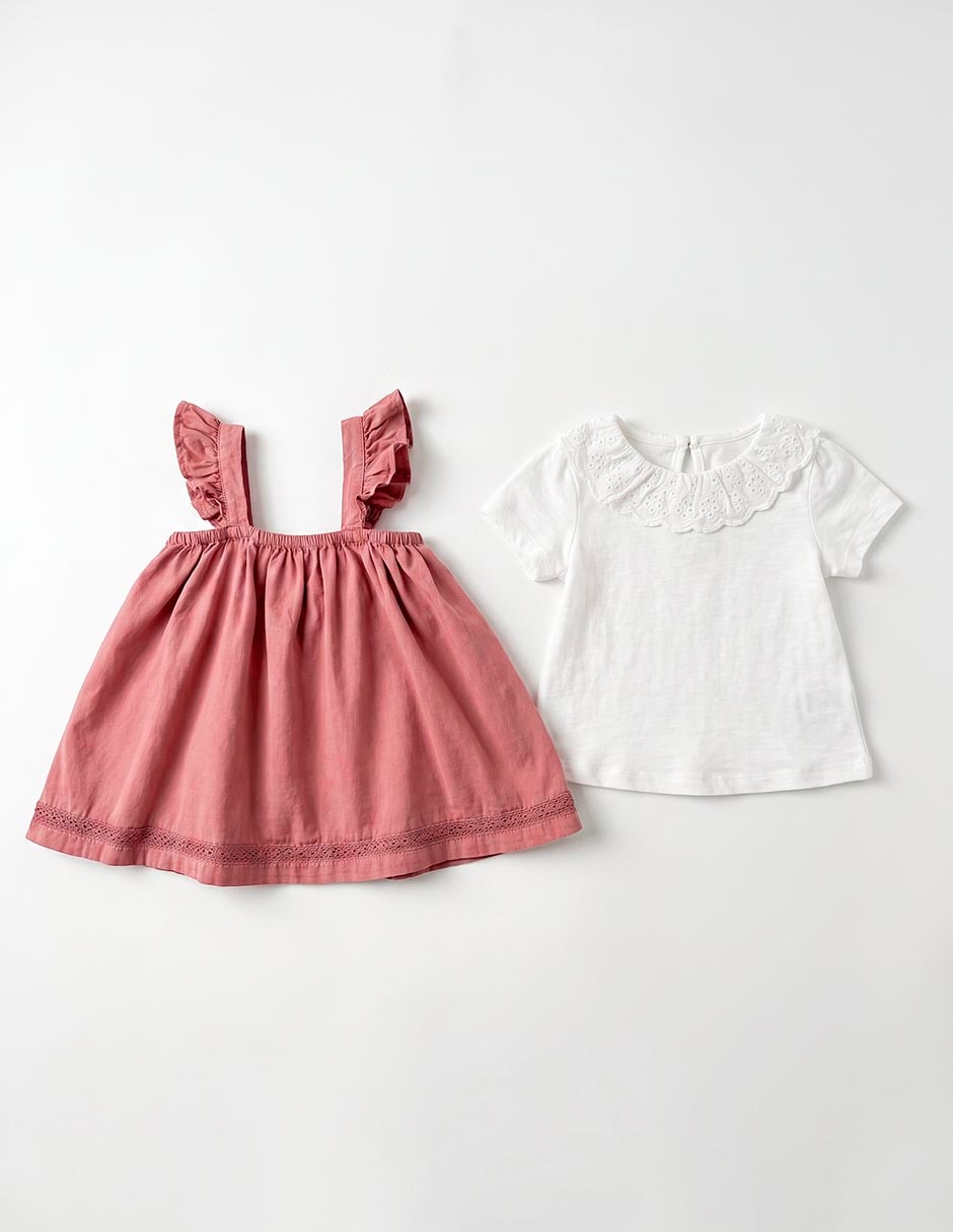 Conjunto casual de algodón para niña 2 piezas 2
