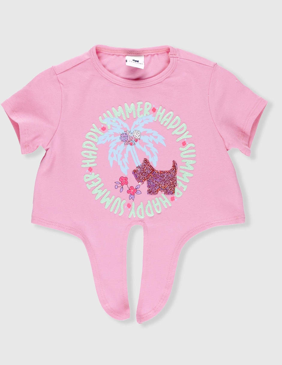 Playera Happy manga corta para bebé niña Playera Happy manga corta para bebé niña