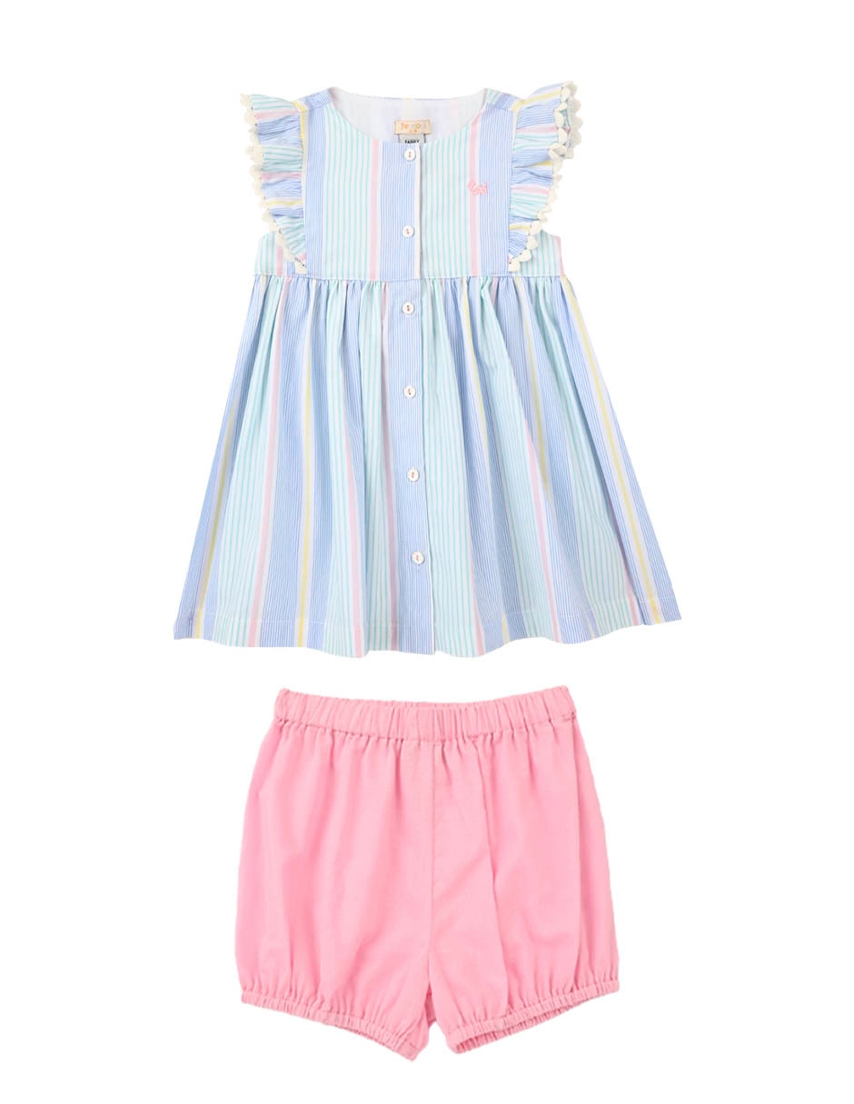 Conjunto vestido Ferrioni Maiko manga volantes para bebé niña