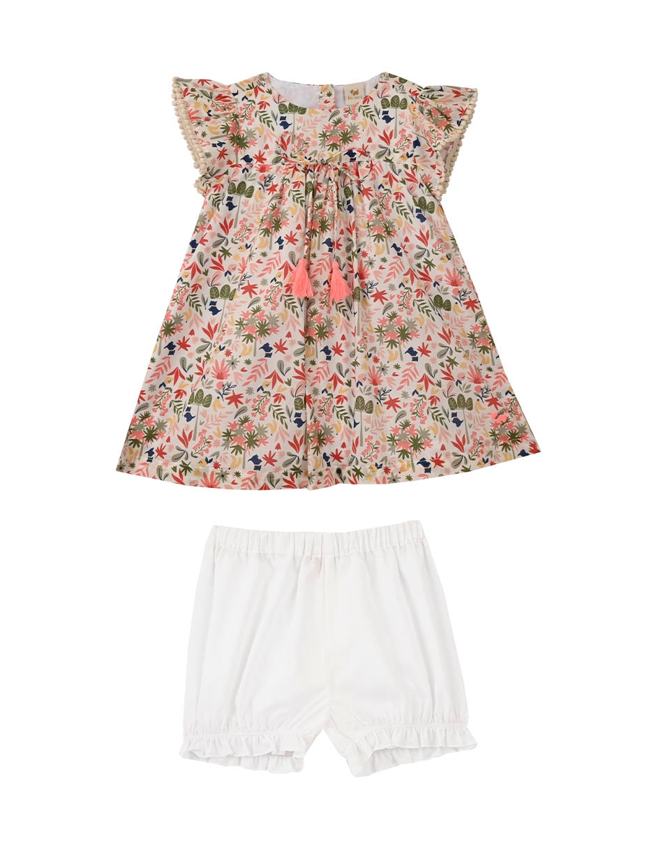Vestido con calzón tukan manga mariposa para bebé niña Vestido con calzón tukan manga mariposa para bebé niña