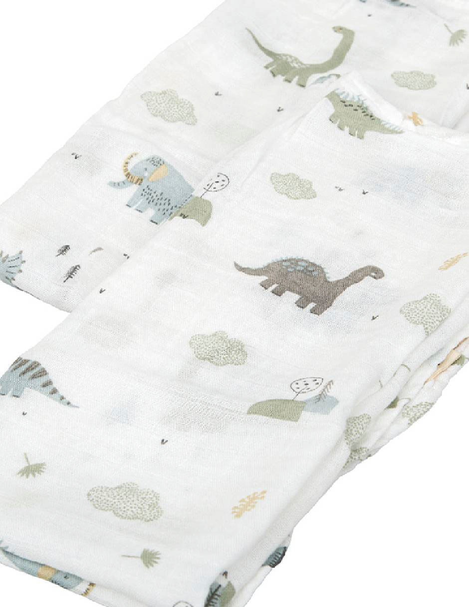 Set manta envolvente de tejido plano dinosaurios para bebé niño Set manta envolvente de tejido plano dinosaurios para bebé niño