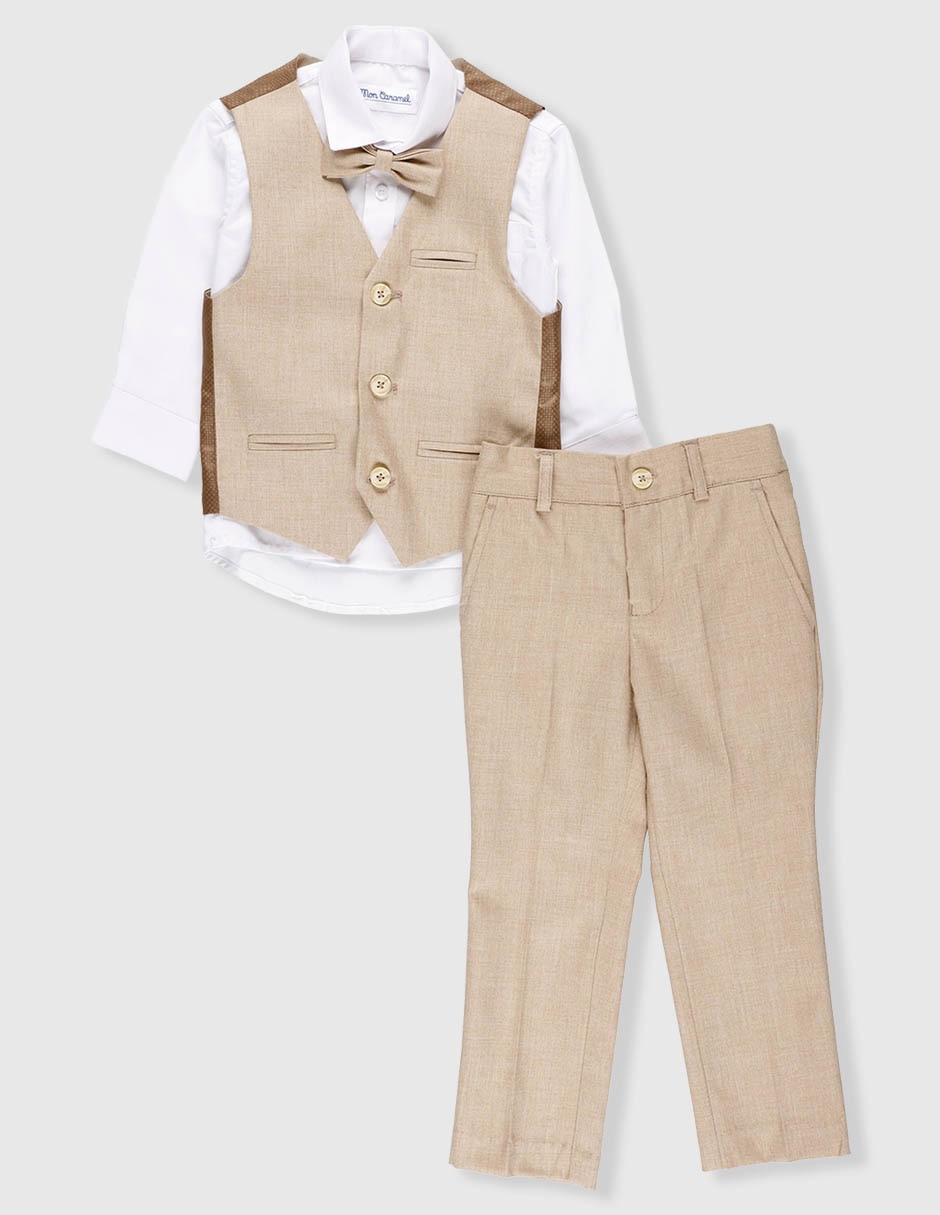 Conjunto ceremonia de algodón y lino para niño 4 piezas 2