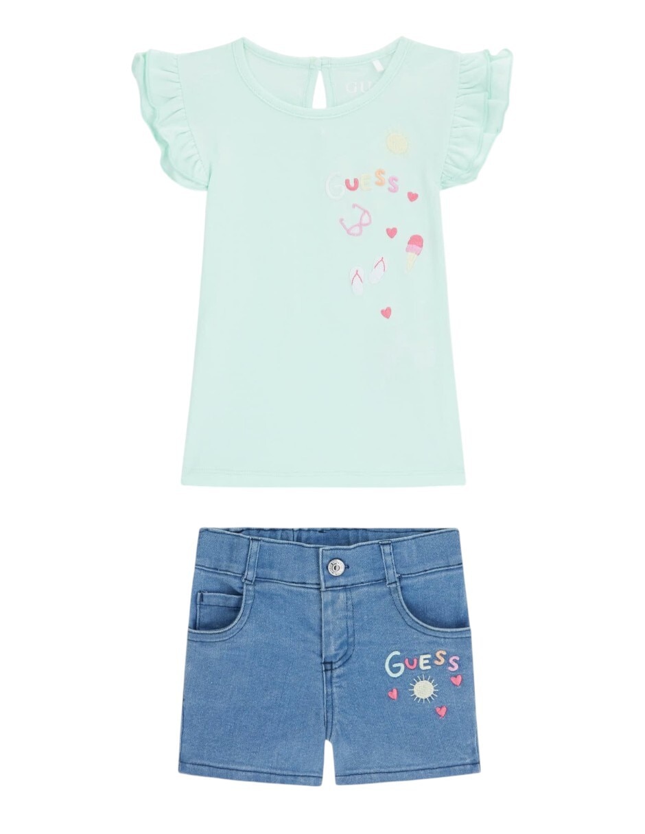 Conjunto casual guess sp26 de algodón y elastano para bebé niña