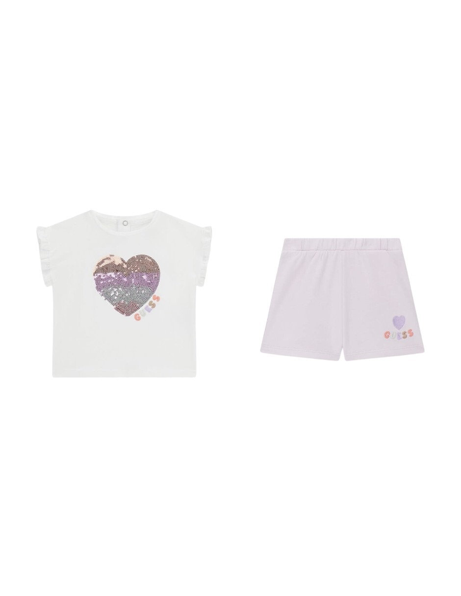 Conjunto casual guess sp26 de algodón y elastano para bebé niña