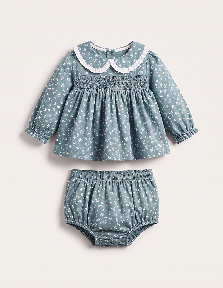 Vestido con calzón mon caramel manga globo para niña Vestido con calzón mon caramel manga globo para niña
