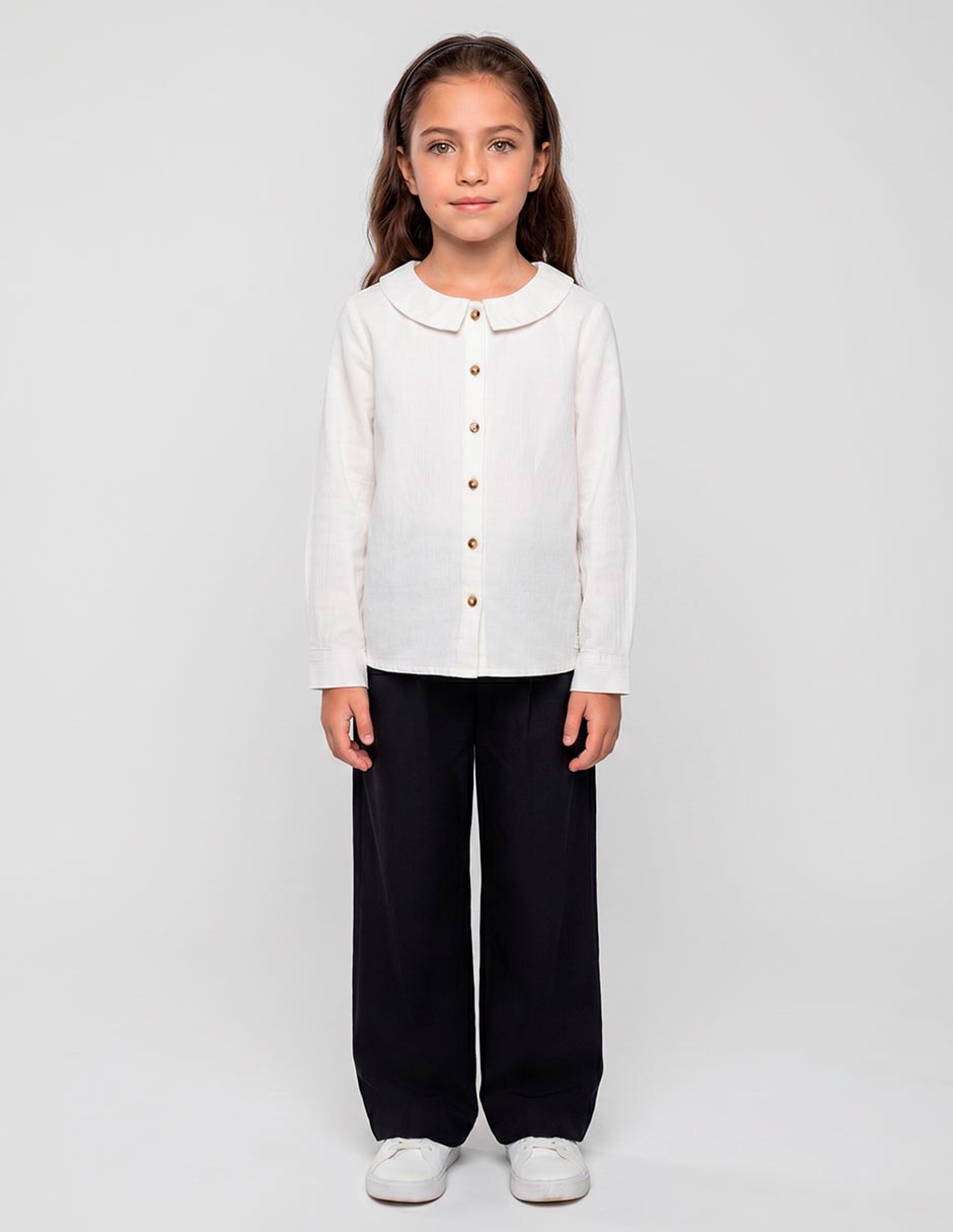 Camisa de vestir de algodón manga larga infantil unisex