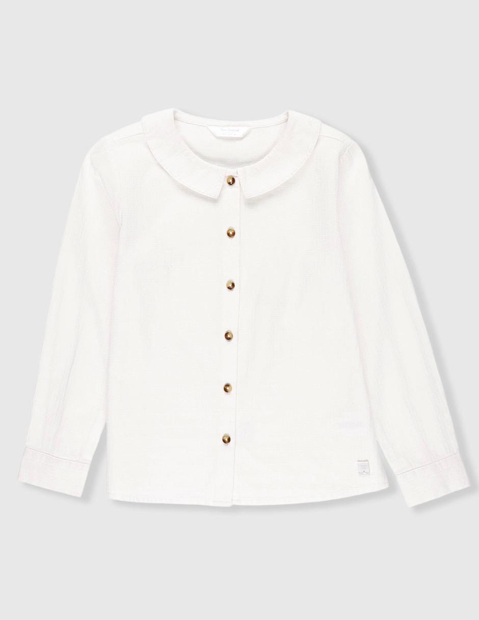 Camisa de vestir de algodón manga larga infantil unisex