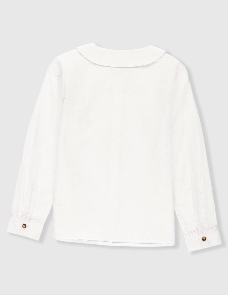 Camisa de vestir de algodón manga larga infantil unisex