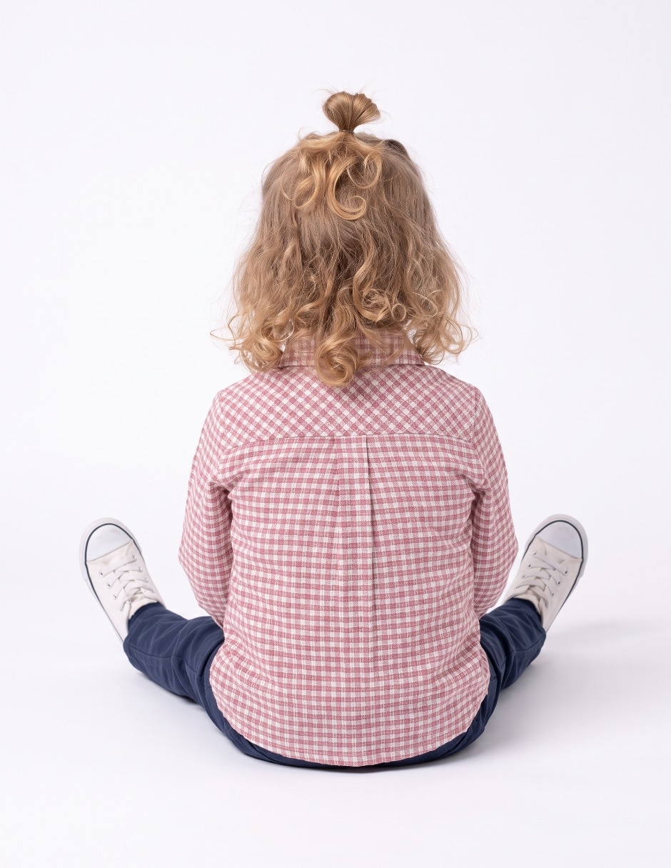 Camisa casual de algodón manga larga para bebé niña 4
