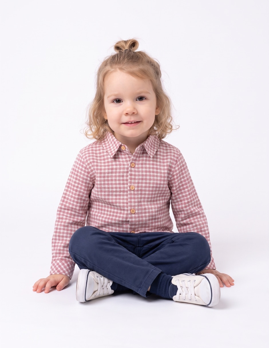 Camisa casual de algodón manga larga para bebé niña 5