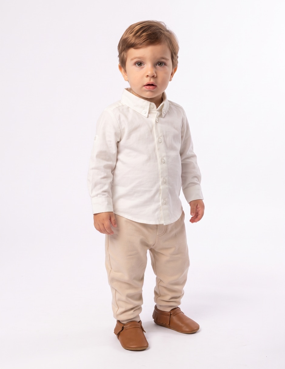 Camisa de algodón manga larga para niño